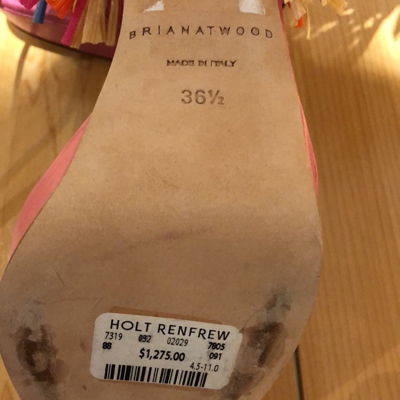 Brian Atwood Mojito Leather and Raffia Woven High Heel Shoes size 36.5 - Picture 12 of 16